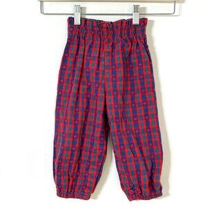 Vtg Osh Kosh B'gosh Apple Gingham Pull On Pants 18M Plaid Check Americana July 4